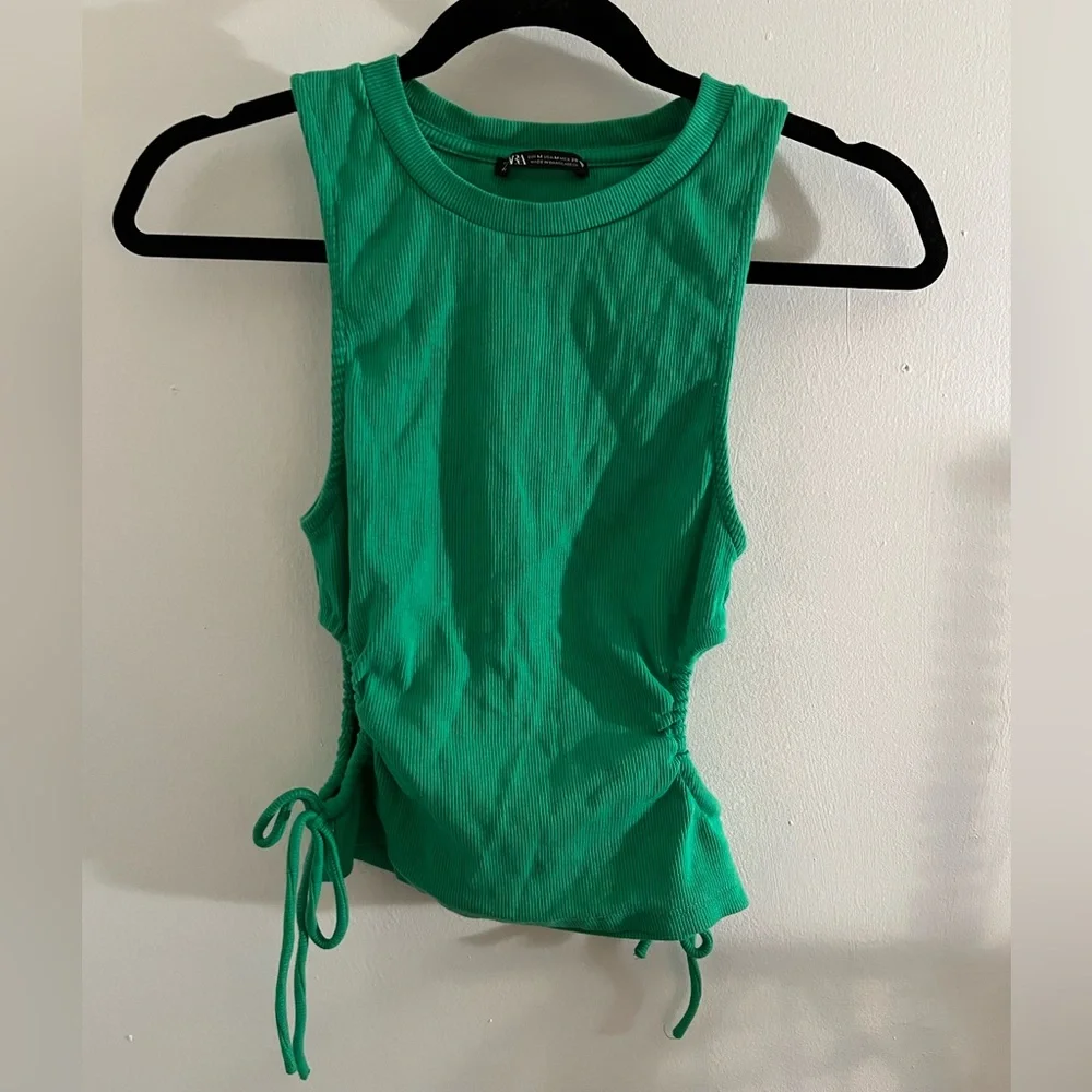 Zara Green Side Cut Out Top - Picture 2 of 6